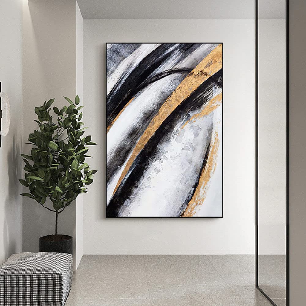 Peinture à l'huile moderne pour habiller un mur blanc vide avec une texture de lignes abstraites
