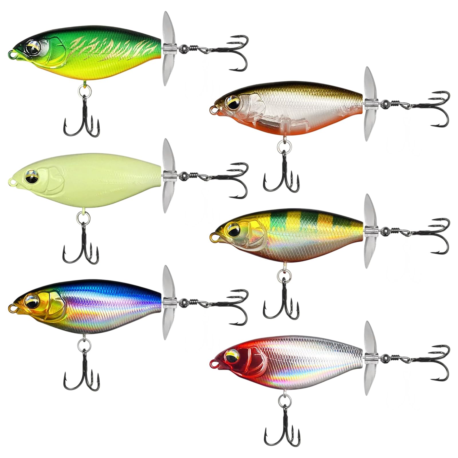 6 Piezas Señuelos Pesca, Señuelos Flotantes para Truchas, Lucios y Luciopercas, Agua Dulce o Salada