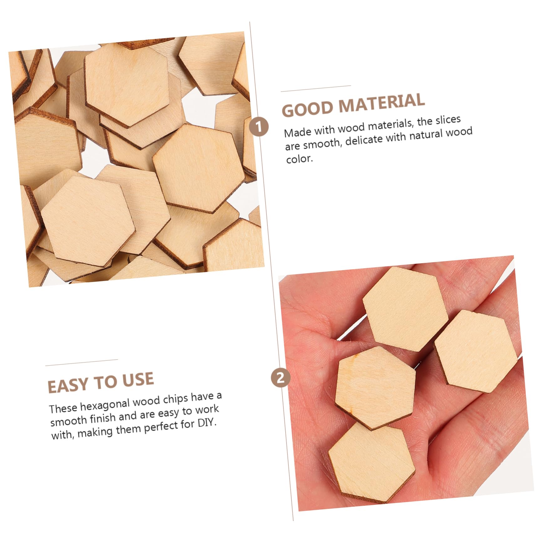 Uonlytech 100 Pezzi di Decorazioni Esagonali in Legno Naturale 20Mm per Lavoretti Fai da Te e Ornamenti Natalizi Versatili
