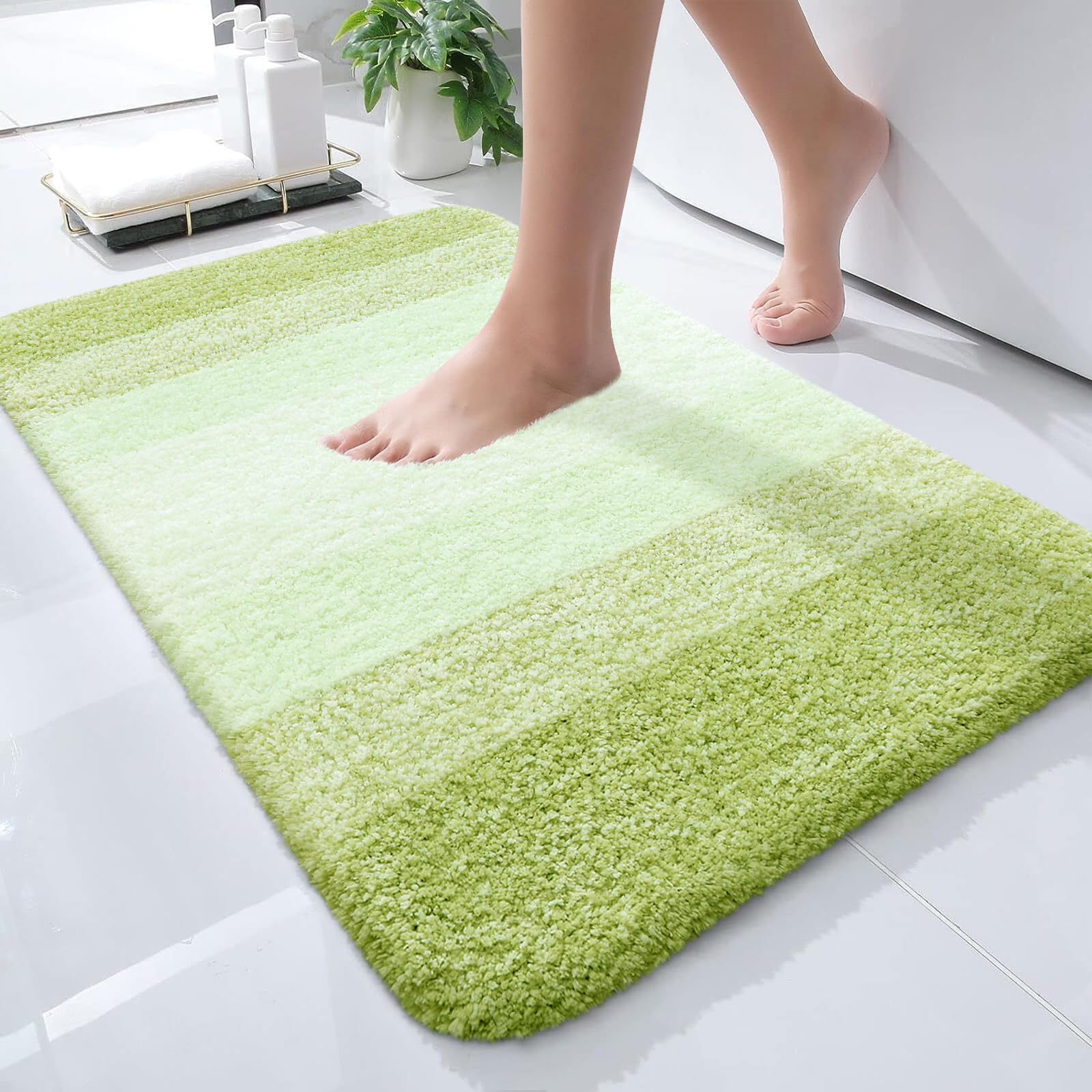 OLANLY Bathroom Rugs Mat 24x16, Extra Soft Absorbent Microfiber Bath Rugs, Rubber Backing, Quick Dry, Machine Washable Bath Mats for Bathroom Floor,