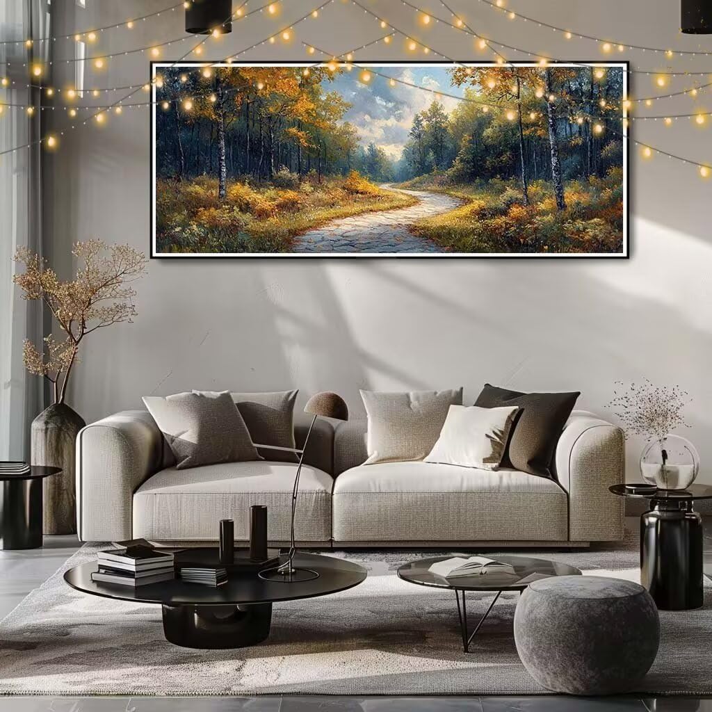 Malarstwo diamentowe 5D, ścieżka dla dorosłych, las, obraz "zrób to sam", obraz dla dzieci, 80 x 160 cm, zestaw do malowania kryształkami, dekoracja ścienna 8E-6207