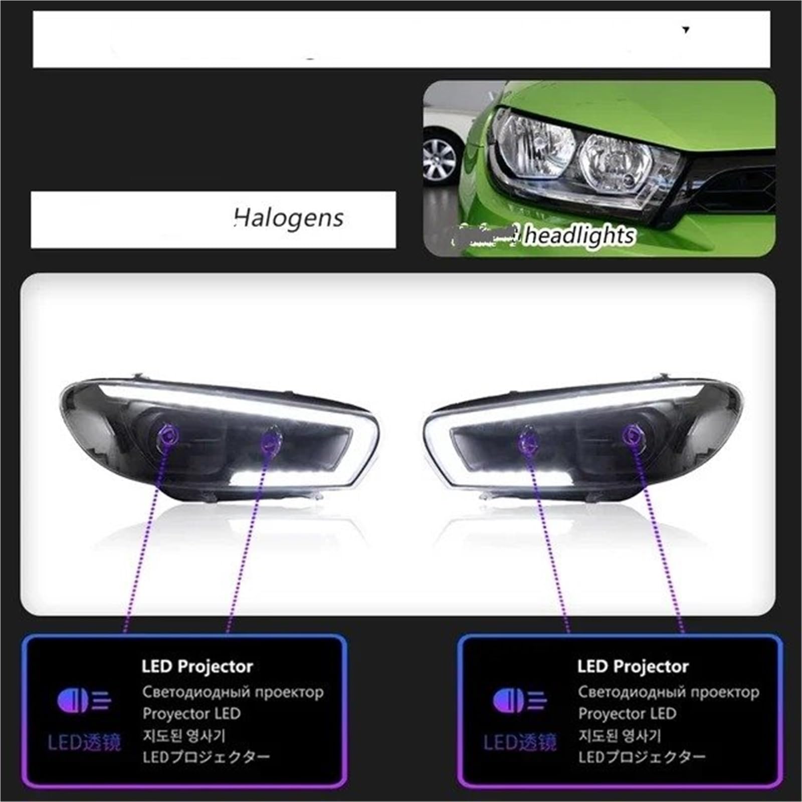 Faro Anteriore per VW Scirocco 2009-2017 DRL modificato Indicatore di direzione dinamico Faro Accessori Auto Auto Gruppo Faro Auto()