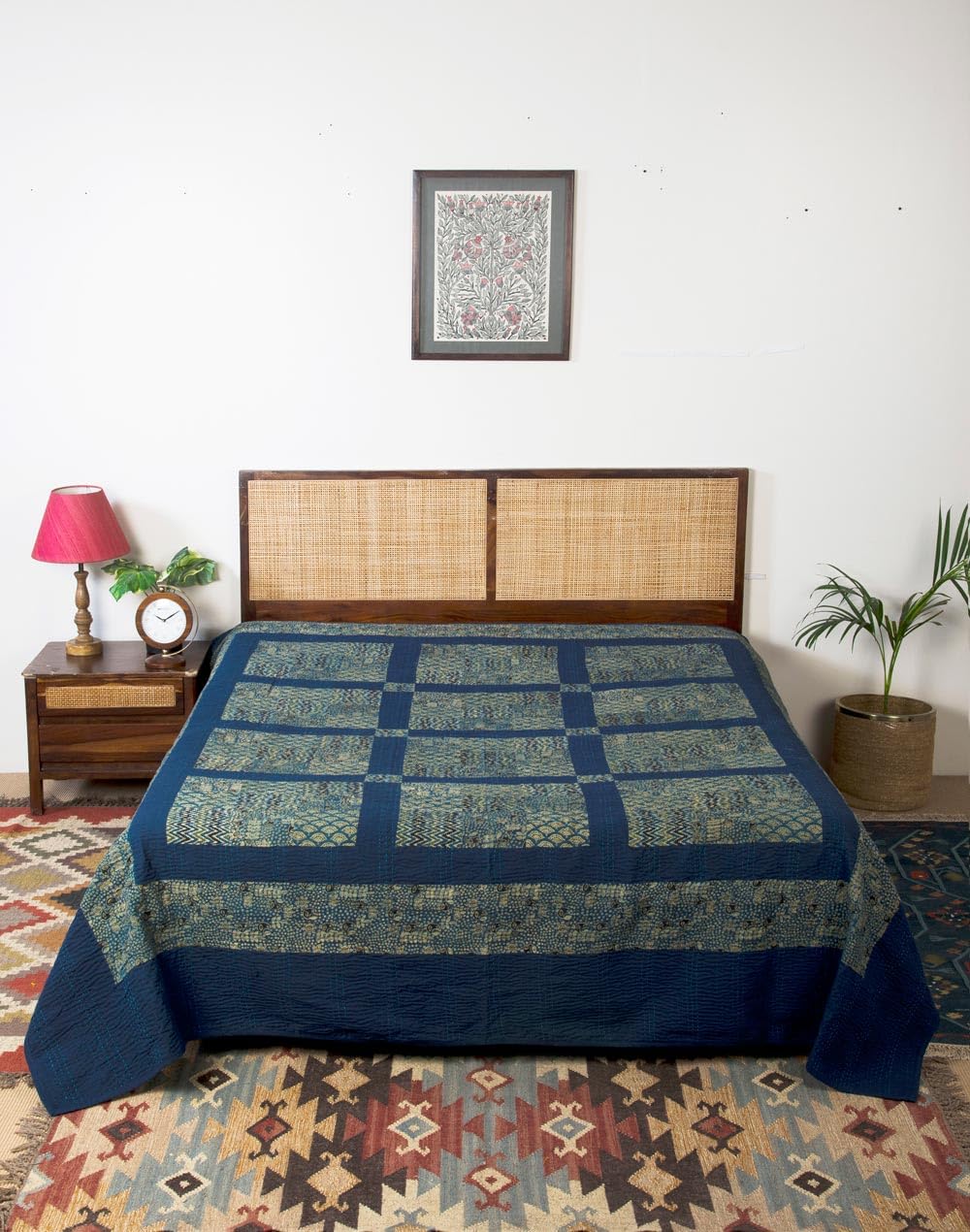 Fabindia Indigo Cotton Embroidered Gudri Bed Cover- Double-picture-10