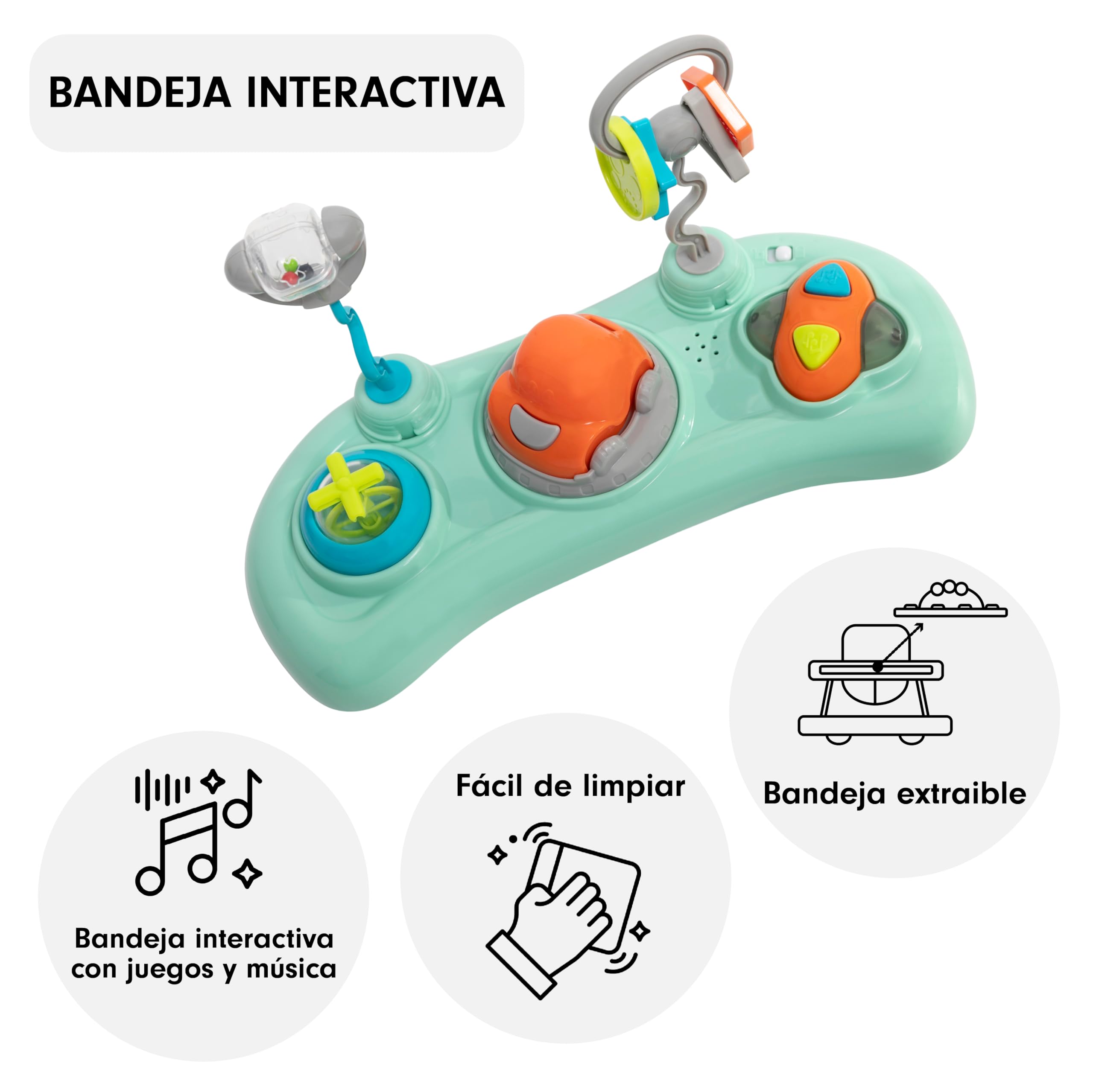 Toral Andador Bebes con Bandeja de Juegos y Altura Ajustable, Seguro Anticaídas, Correpasillos Bebe 1 Año, Tacata Bebe Ideal para Aprender a Caminar - Andador Bebe Modelo Sonajero Gris