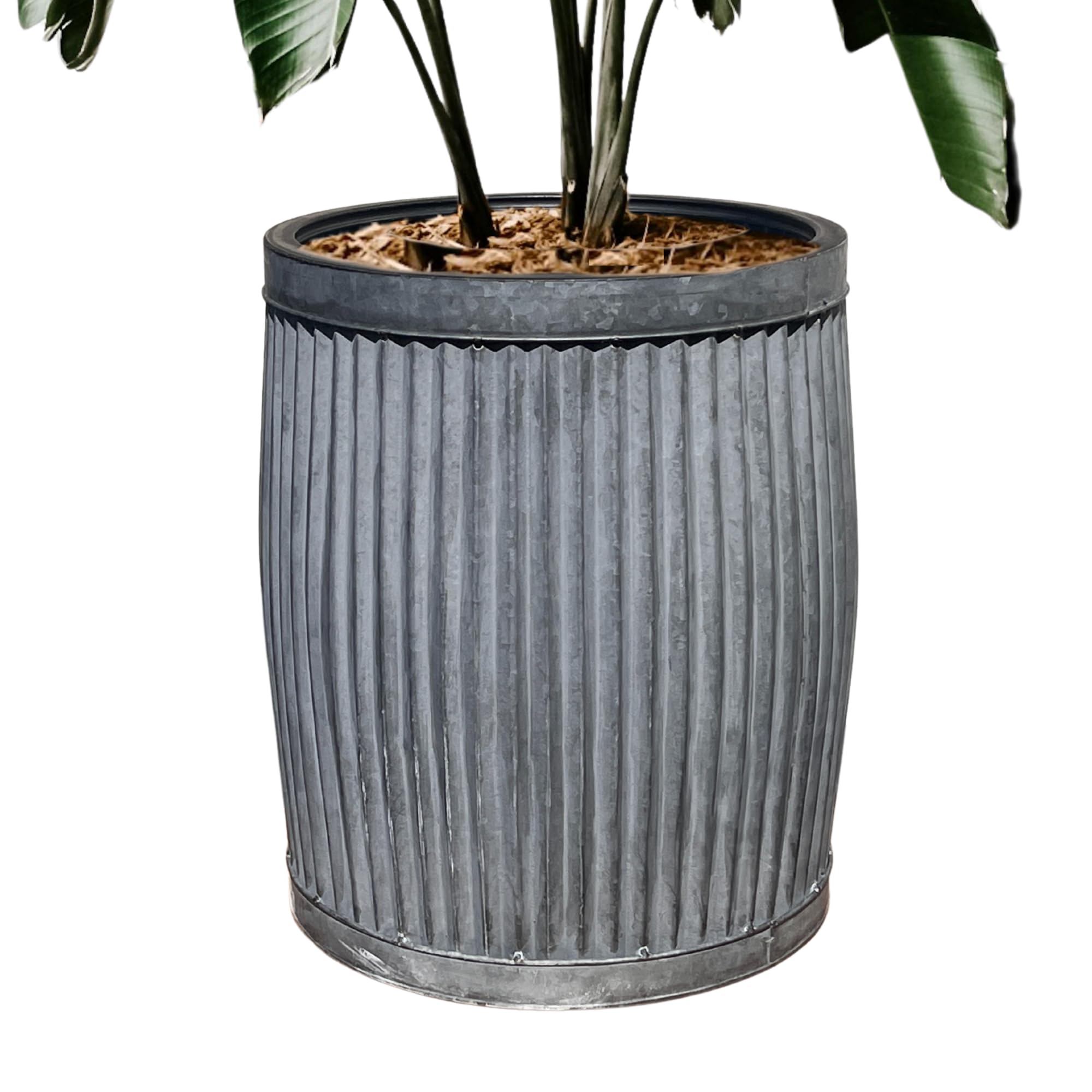 Small Vintage Ribbed Design Galvanised Dolly Tub Planter