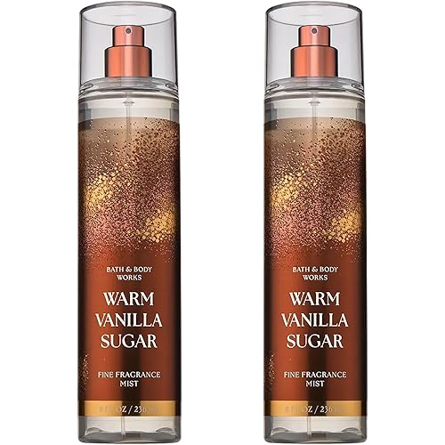 Bath & Body Works Warm Vanilla Sugar Fine Fragrance Mist, Body Spray & Perfume for Women, Long-Lasting Personal Fragrance, Sparkling Sugar and Sweet Vanilla Scent, 8 fl oz - 2 Pack