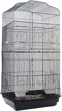 QBLEEV Extra Large 29.5" Mesh Bird Seed Catcher, Bird Cage Guard Cover with No Mess, Birdcage Nylon Shell Skirt Traps Guards to Protect Floors, Stretchy Cage Covers with Secure Fit