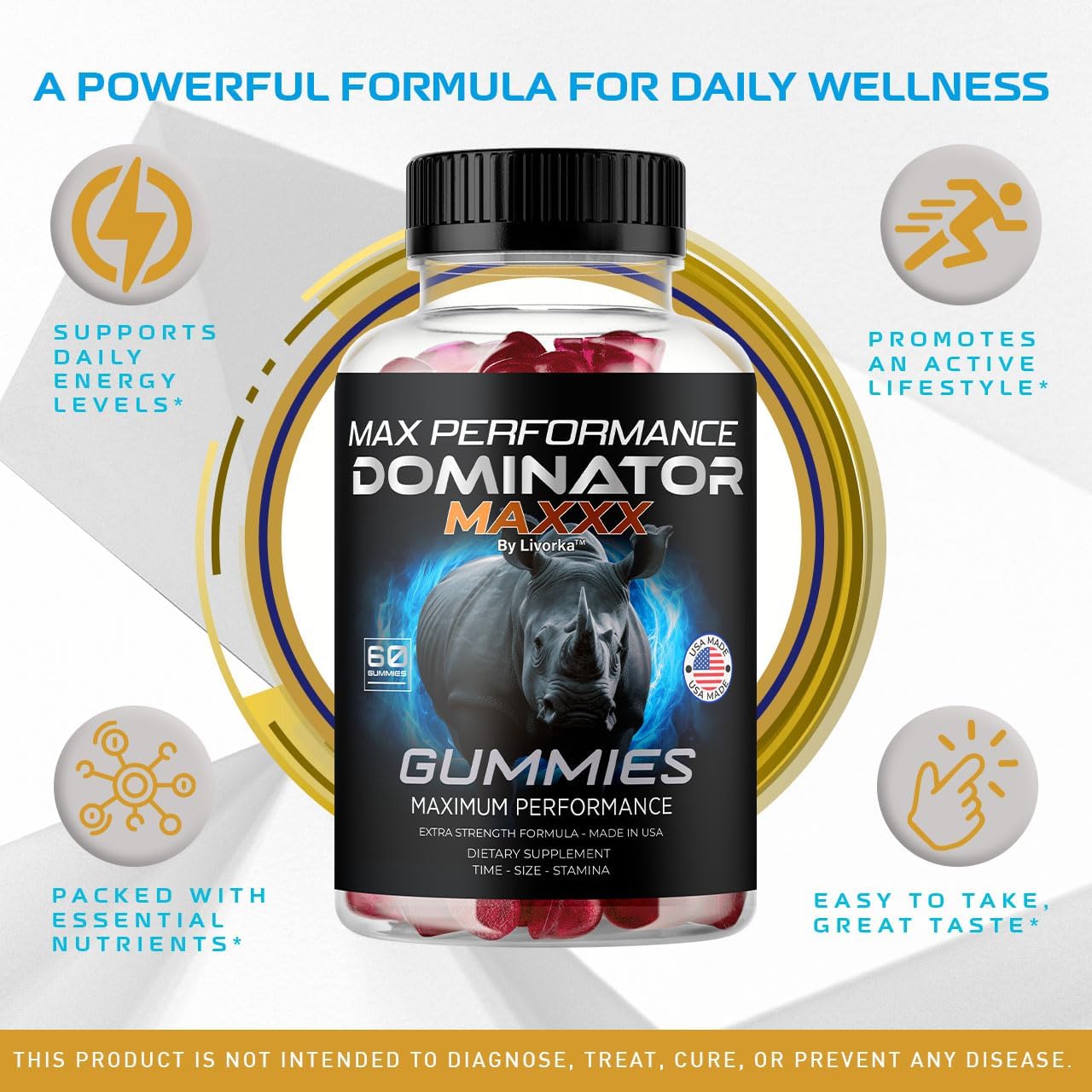 Dominator Maxxx Gummies for Men - Dominator Maxx Natural Daily Nutrition Support Premium Advanced Formula Multivitamin Pills for Overall Health & Wellness, 60 Gummies for 1 Month - Image 2
