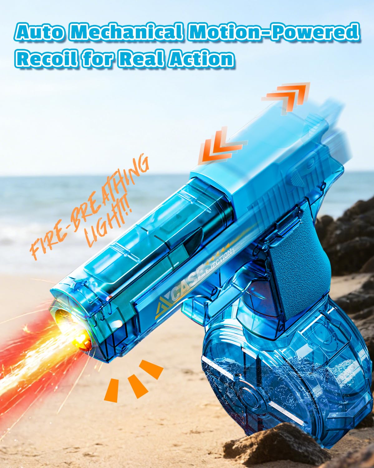 Pistolet à Eau Électrique 2 Pièces, Pistolet à Eau Rechargeable avec Flamme LED Lumineuse, Portée 8 à 10 M, Jouet d'eau Extérieur pour Enfants 3+ Ans, Fête de Piscine, Plage,Anniversaire, Pâques