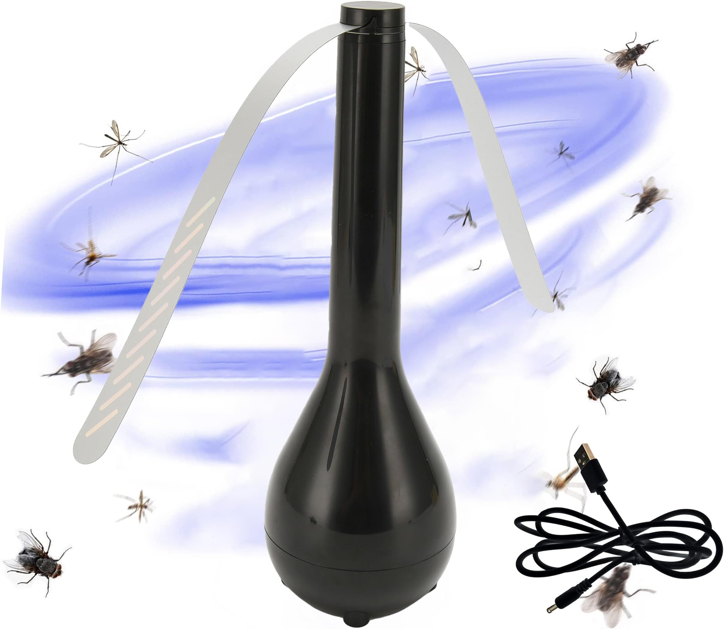 Fly Fans for Tables for BBQ, Picnic, Pool Parties, Outdoor Dinner, Fly Repellent, Bug Fan (Black)