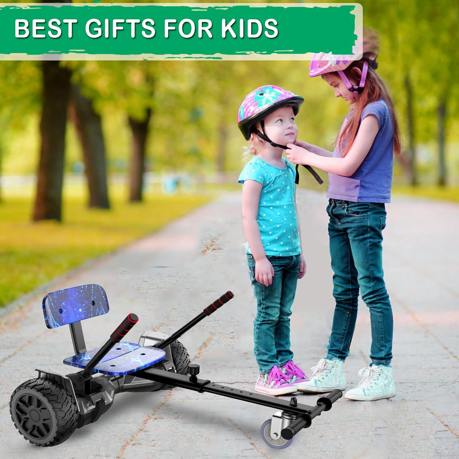 CBD Hoverboard Seat Attachment, Go Kart Accessory Hover Board for Kids Adults- Adjustable Suit 6.5”/ 8”/10” Hoverboards- Durable Easy Install Easy Use Fit Most Rider Height - Hoverboard Not Included
