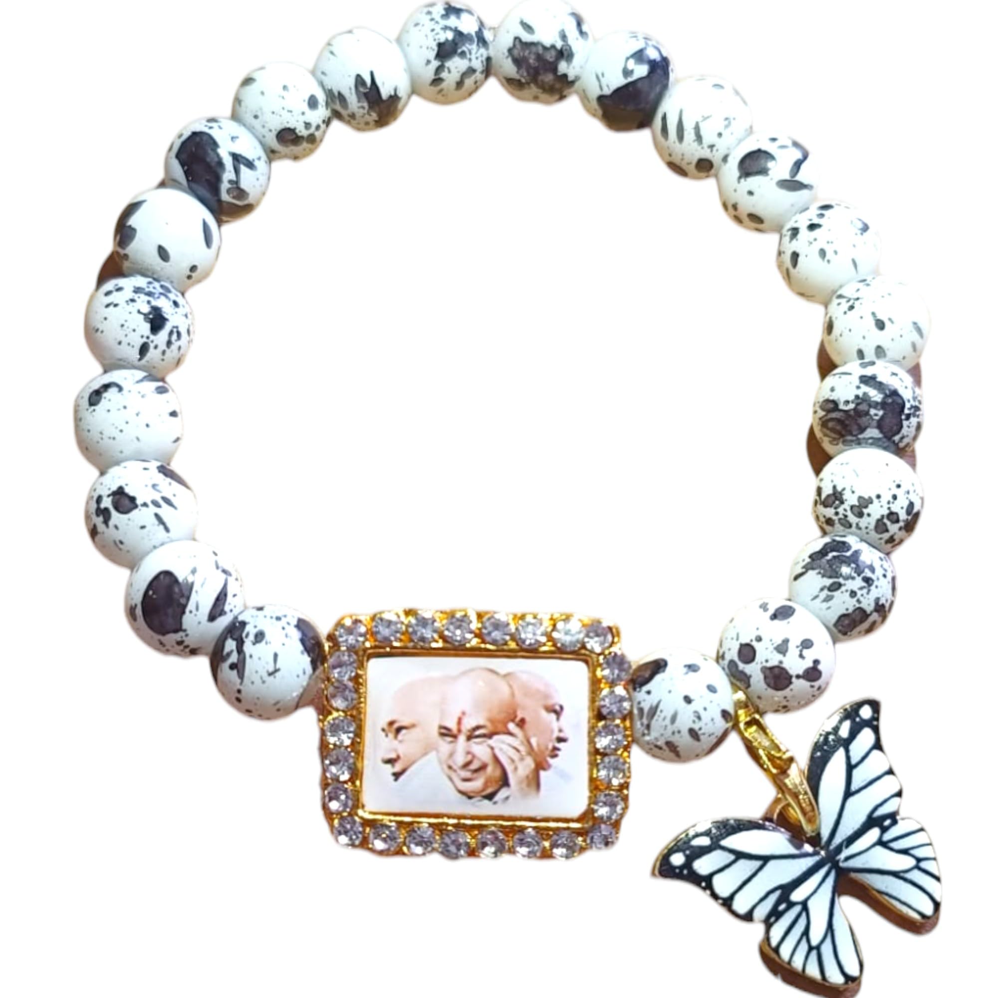 Jai Guruji | Guruji Swaroop Braclet with Butterfly Charm | Pack of 1 | Imported Collection |*** Limited Stock *** (White and Black Spot) (B0D4N89NVN) Amazon Price History, Amazon Price Tracker