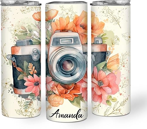 Miniatura 8 de Hyturtle Vaso delgado para fotógrafos personalizados, regalos para amantes de la fotografía, divertidos regalos de fotografía para mujeres, regalos