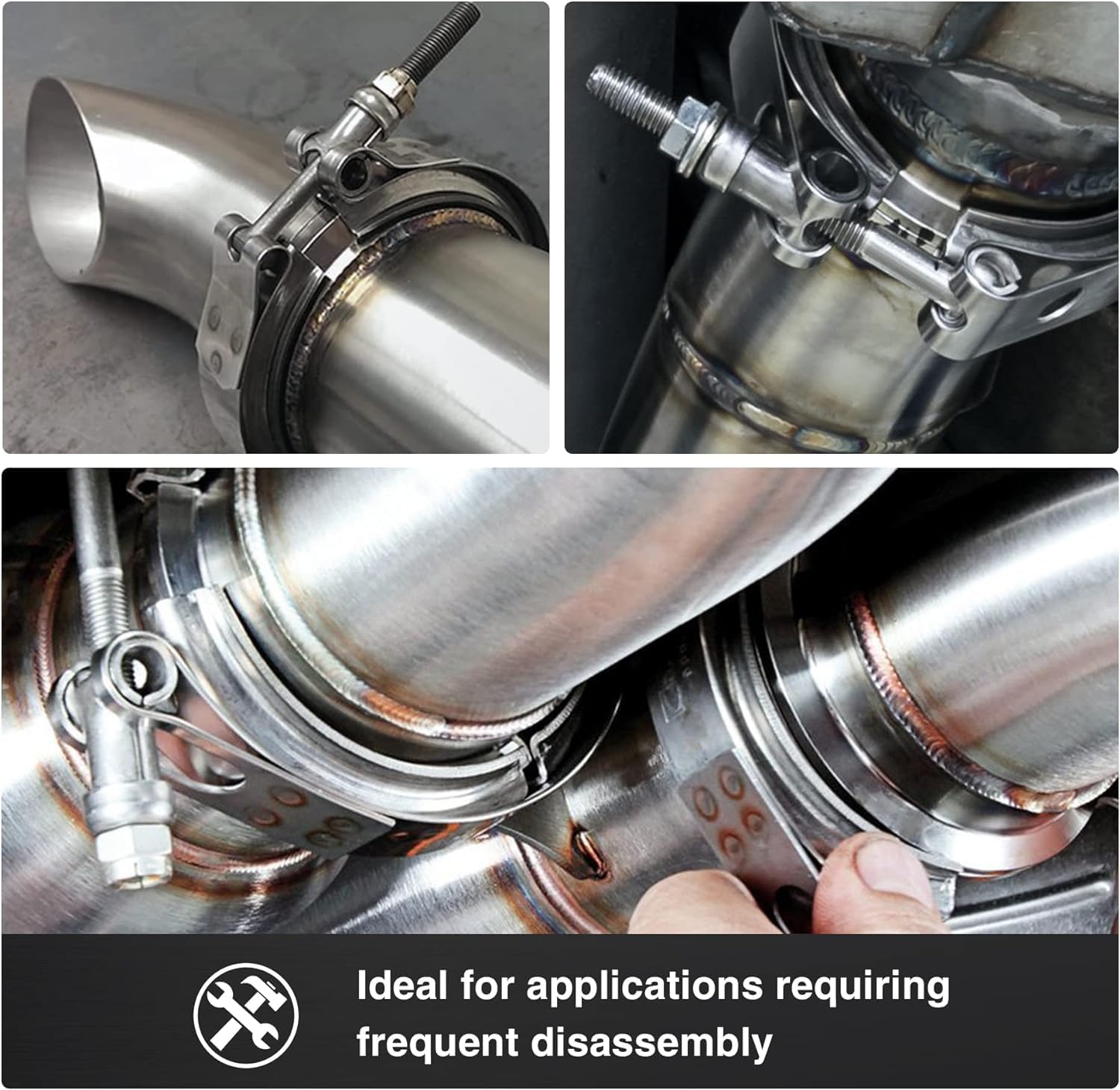LokoCar 2.0 Inch V Band Clamp with Flange Male Female Stainless Steel 2Pcs
