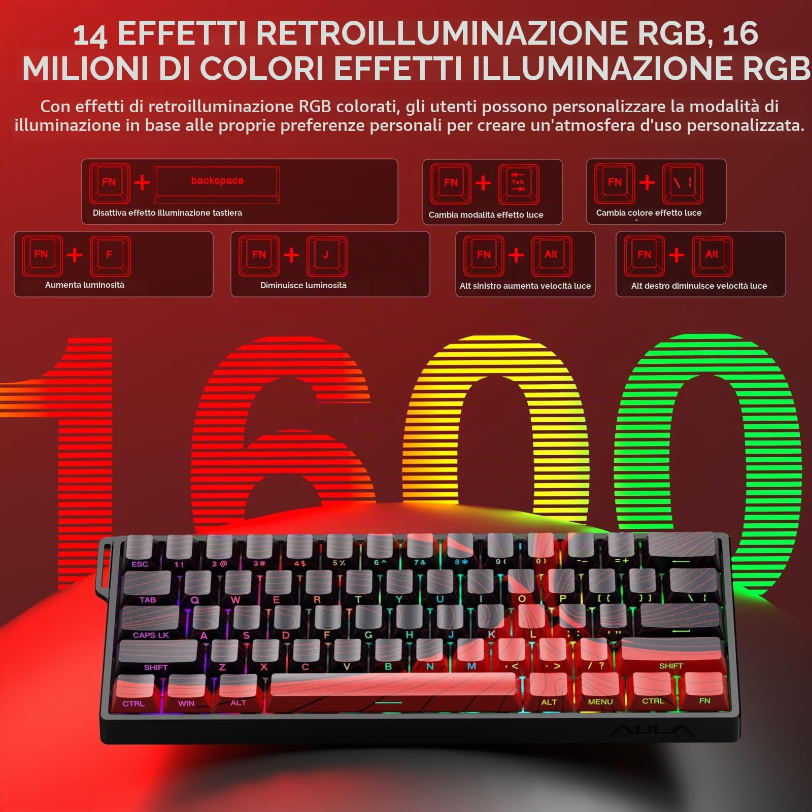 AULA WIN60 HE MAX - Tastiera meccanica da gaming cablata al 60%, switch magnetici ad effetto Hall hot-swappable, attivazione regolabile, modalità Rapid Trigger, frequenza di polling 8000 Hz, design