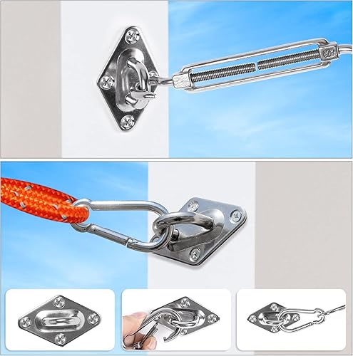 Miniatura 6 de Tottist Kit de accesorios para toldo, 6 pulgadas para instalación de parasol rectangular triangular, grado inoxidable 304 para jardín al aire libre,