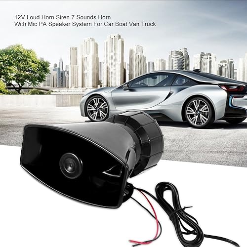 Miniatura 6 de Sirena de coche, 7 tonos de sonido de sirena de automóvil con micrófono, sistema de altavoces PA, amplificador de sonido de emergencia, sonidos de