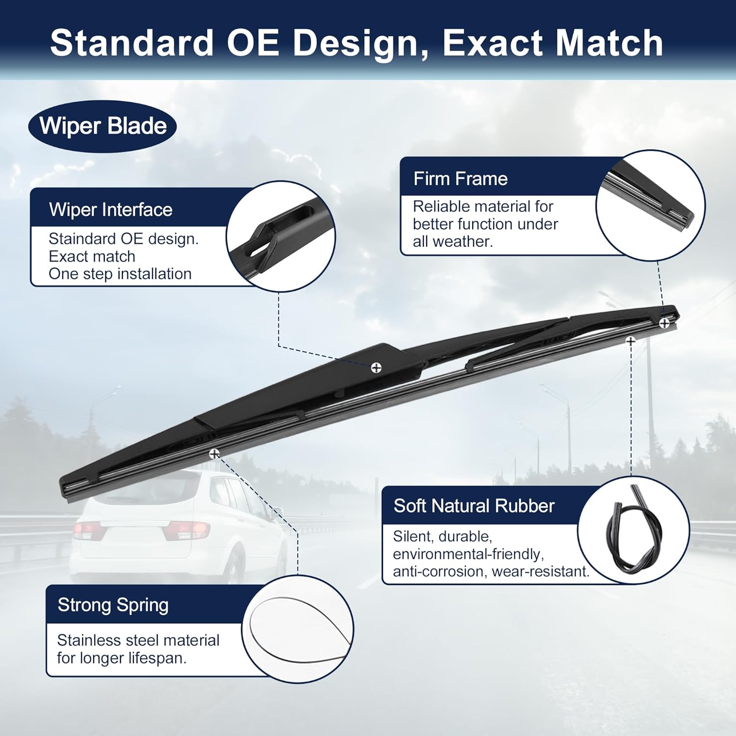 X AUTOHAUX Rear Windshield Wiper Blade Arm Set for Kia Sedona Carnival 09-13