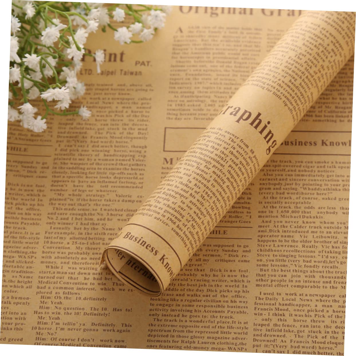Carta da Regalo Vintage in Carta Kraft 51x75cm 50 Fogli | Design Giornale Inglese, per Fiori e Bouquet, per Ispirazioni Artistiche e Progetti DIY Stile Casuale