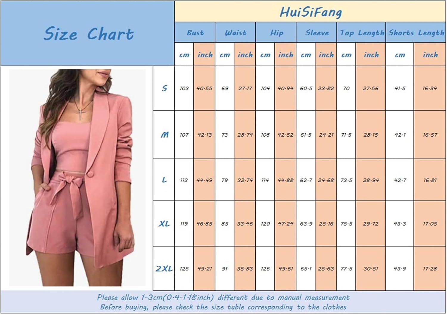 3 Piece Blazer Sets for Women Open Front Button Blazer + Crop Tops + Shorts Bottoms with Belt Business Suit Sets - Image 7