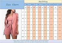 Vista 7 de Conjunto de 3 piezas de blazer para mujer, blazer con botón frontal abierto + blusa corta + pantalones cortos con cinturón, conjuntos de traje