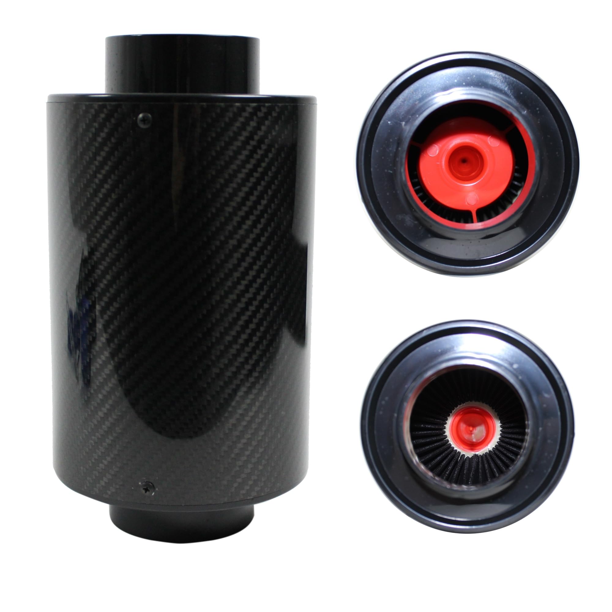 JOM Car Parts & Car Hifi GmbH 40304 - Filtro dell'aria sportivo Carbon Power Airbox Air Intake con tubo flessibile universale