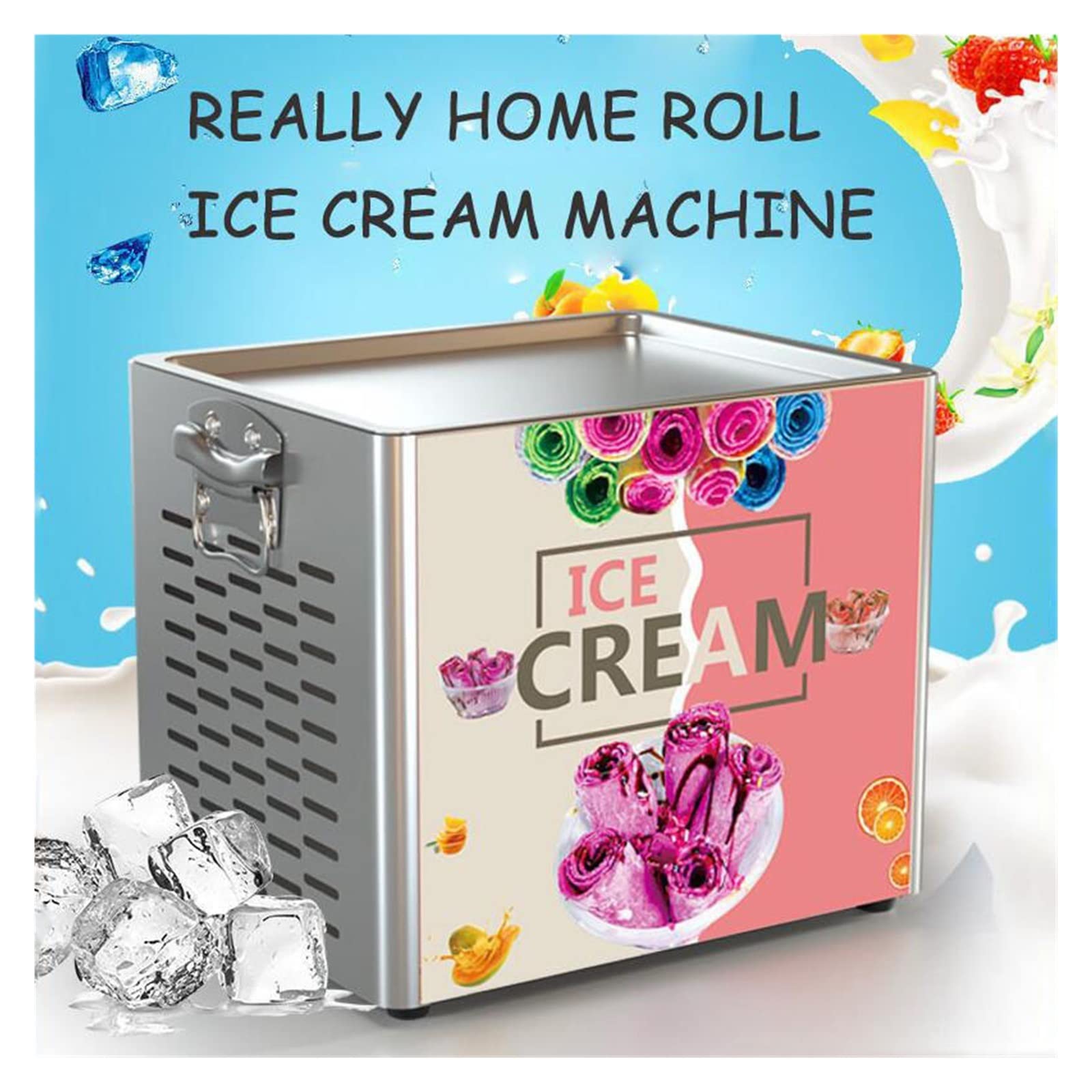 330W Electric Fried Ie Cream Roll Machine Uso comercial y uso doméstico Sartén de hielo frito de acero inoxidable