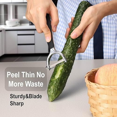 Miniatura 6 de Pelador de patatas de acero inoxidable para cocina, pelador de verduras para todas las frutas, pelador Y con mango antideslizante