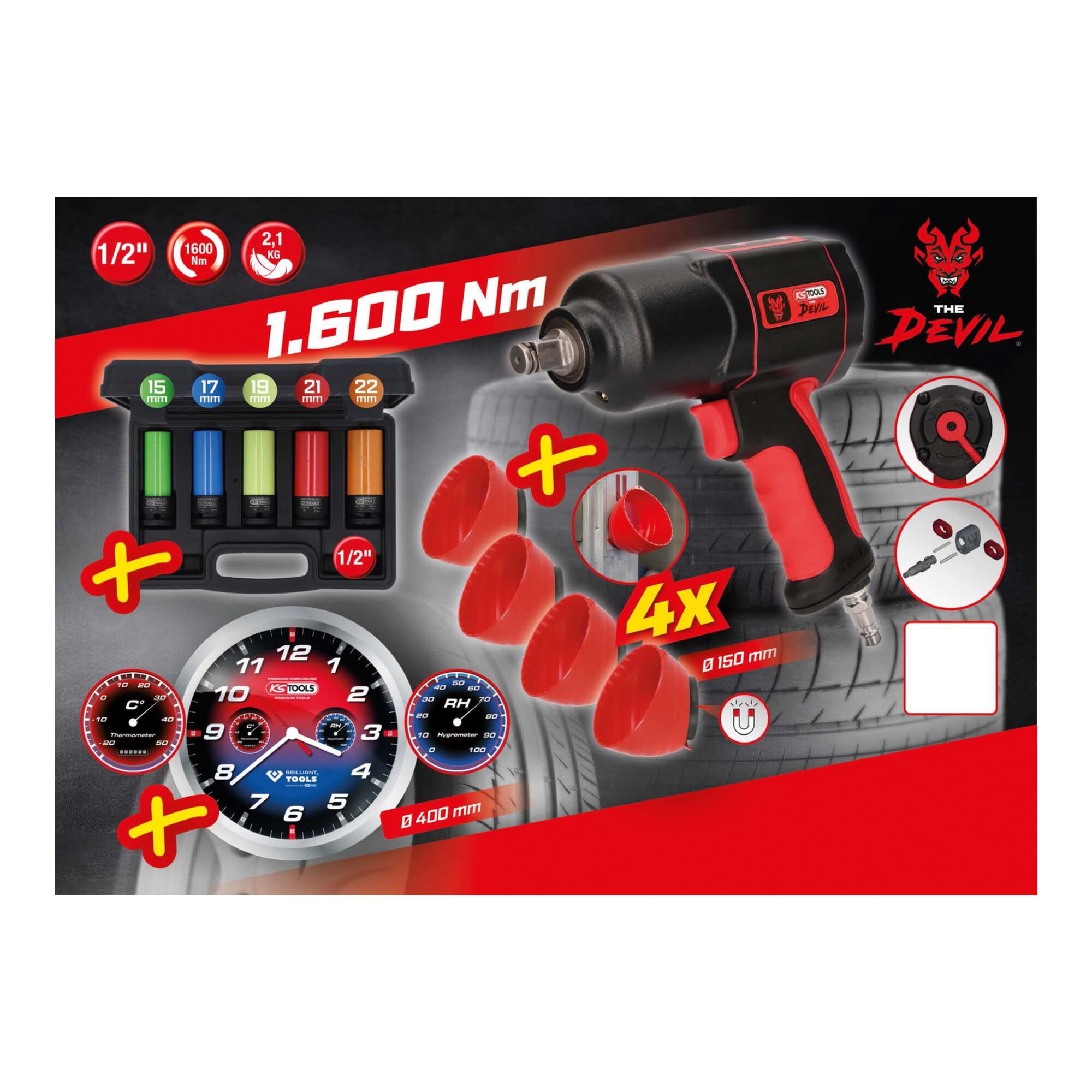 KS Tools 515.1205 Reifen-/Räder Aktionspaket The Devil, 11-tlg