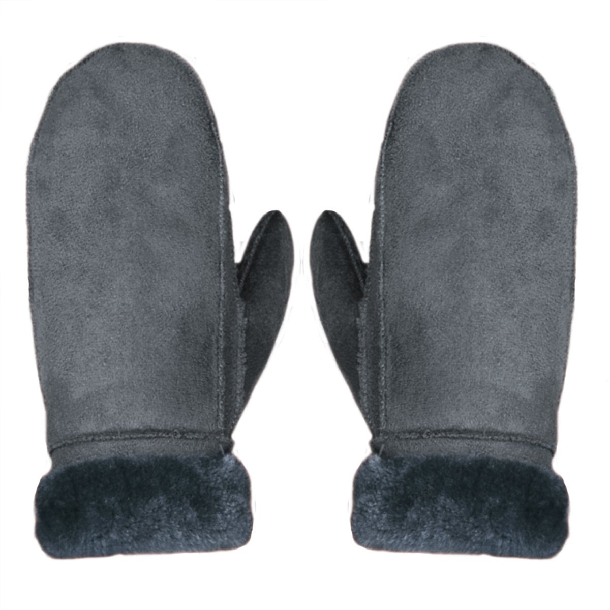 Millya Men Winter Suede Thermal Mittens Fleece Lined Warm Gloves with Turn Back Cuff