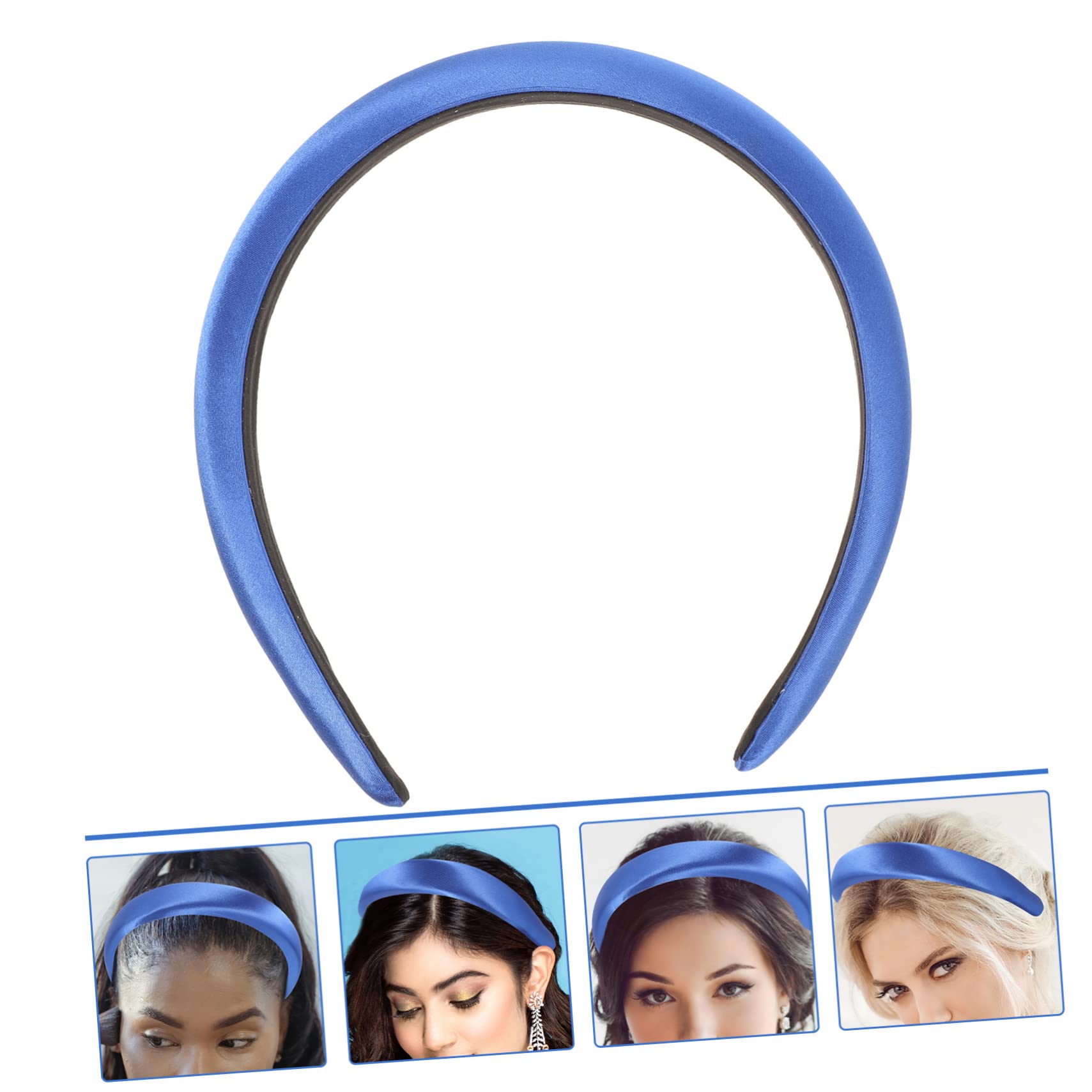 FRCOLOR 5pezzi Fascia Larga Imbottita Spugna Per Donne e Ragazze Headband Elegante Satin Accessorio Versatile Per Lisci e Ricci Comfort Per Tutti Giorni