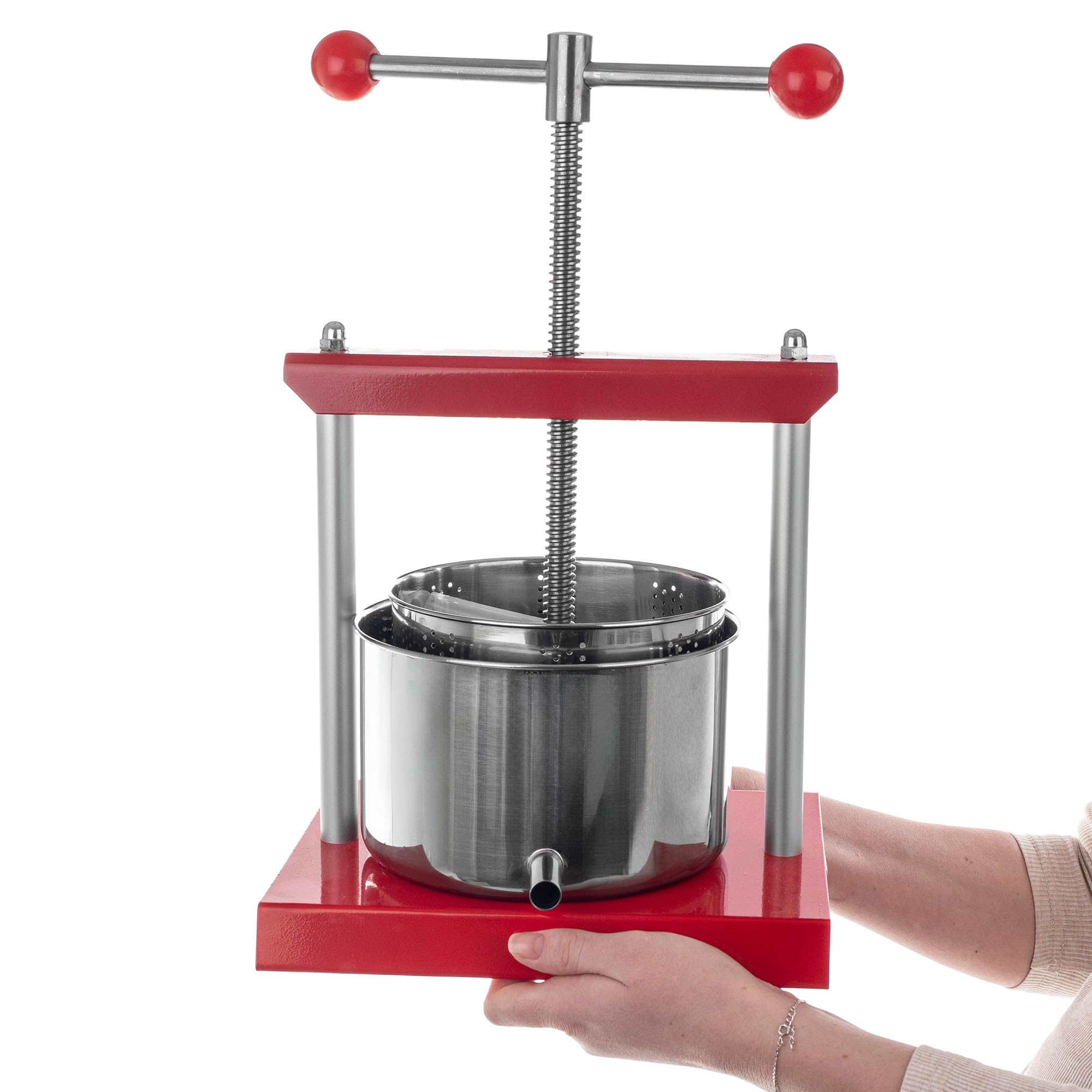 KADAX Obstpresse 2 Liter, Weinpresse, Manuelle Saftpresse mit Handkurbel, Obstmühle, Fruchtpresse, Entsafter für Weintrauben, Maischepresse, Traubenmühle