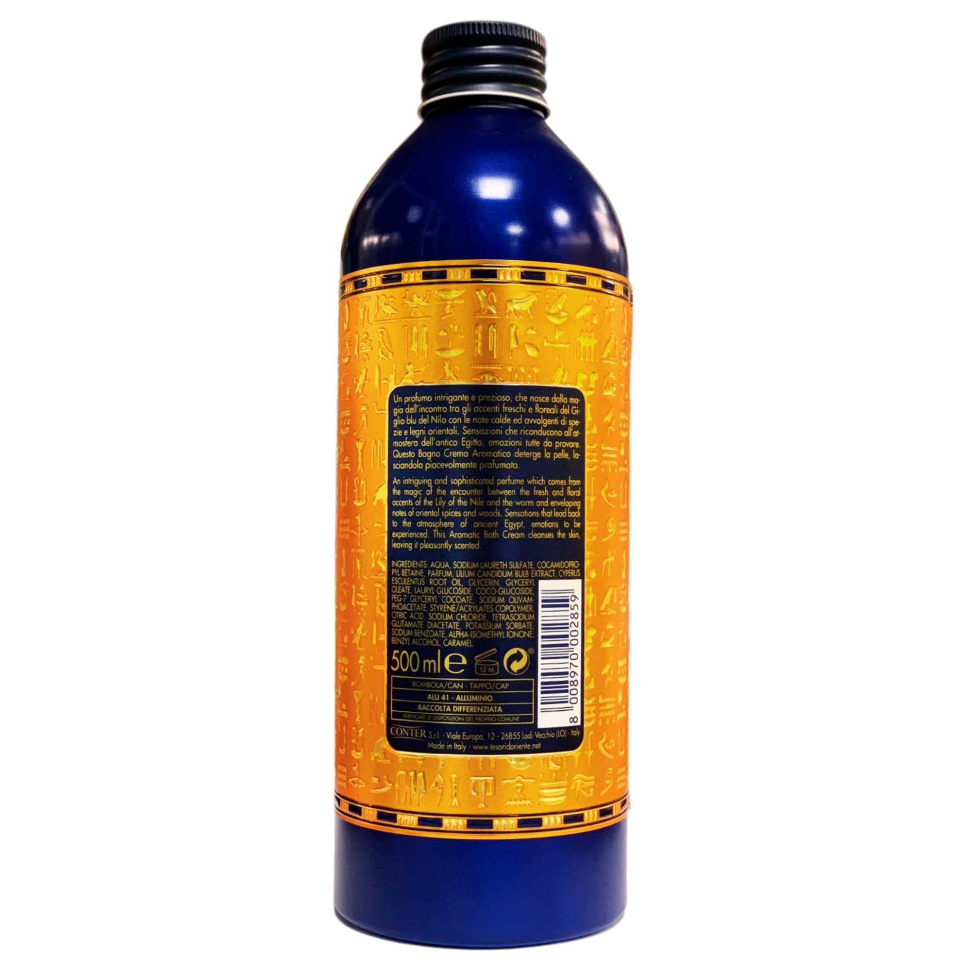 SET AEGYPTUS: Bagno Crema Aromatico 500ml + Doccia Crema Aromatica 250ml + Crema Corpo Aromatica 300ml + Profumo Aromatico 100ml + Guanto In Spugna