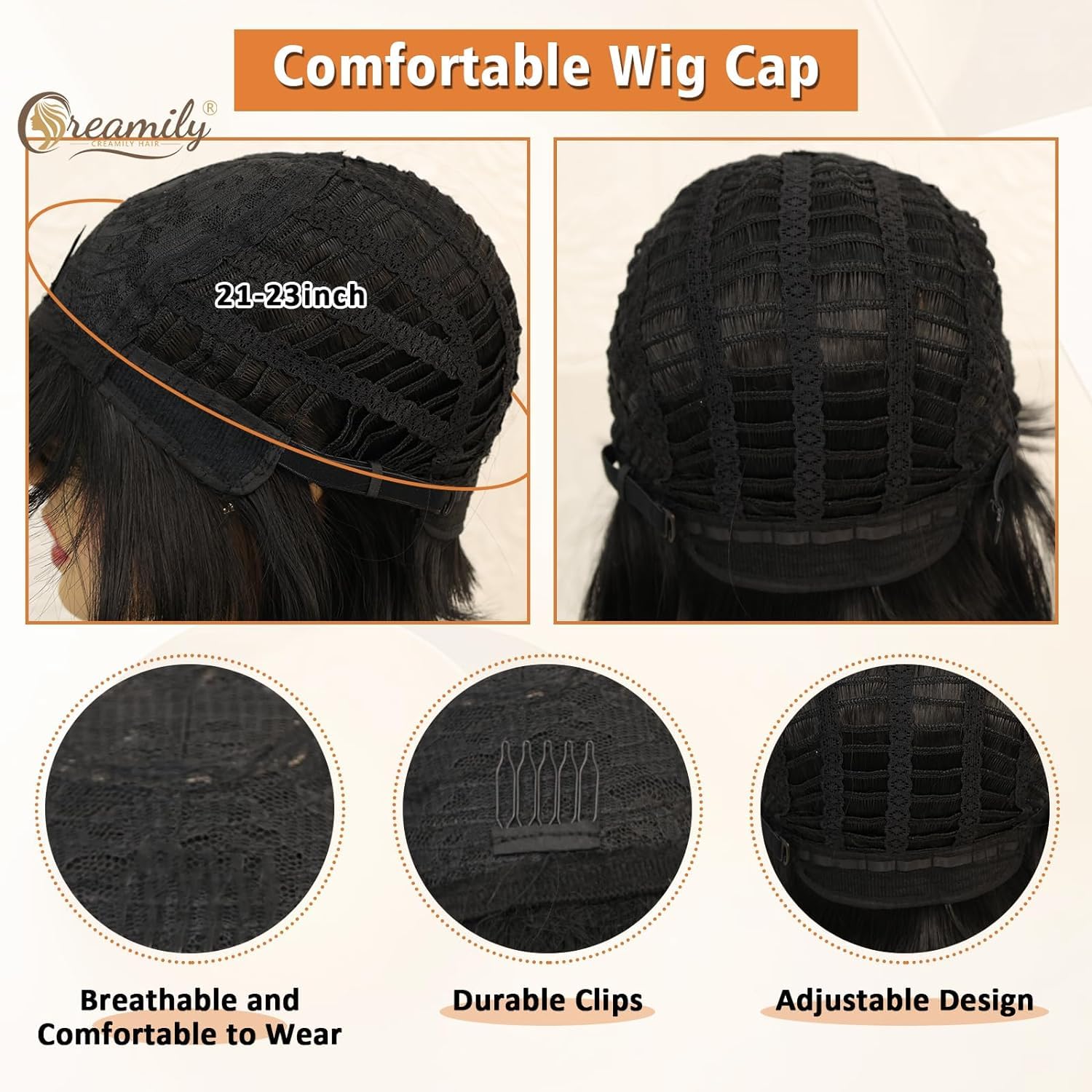 Creamily Black Short Bob Wig,Straight Black Bob Wig with bangs - Image 4