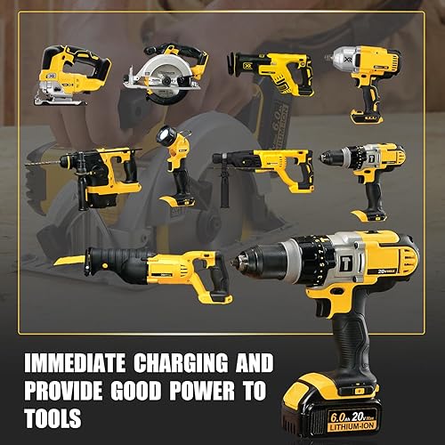 Miniatura 6 de ycmcover Paquete de 2 baterías de repuesto de litio MAX XR de 20 V 6.0 Ah para Dewalt DCB200 DCB201 DCB203 DCB204 DCB206 DCB204-2 DCB181-XJ Dewalt