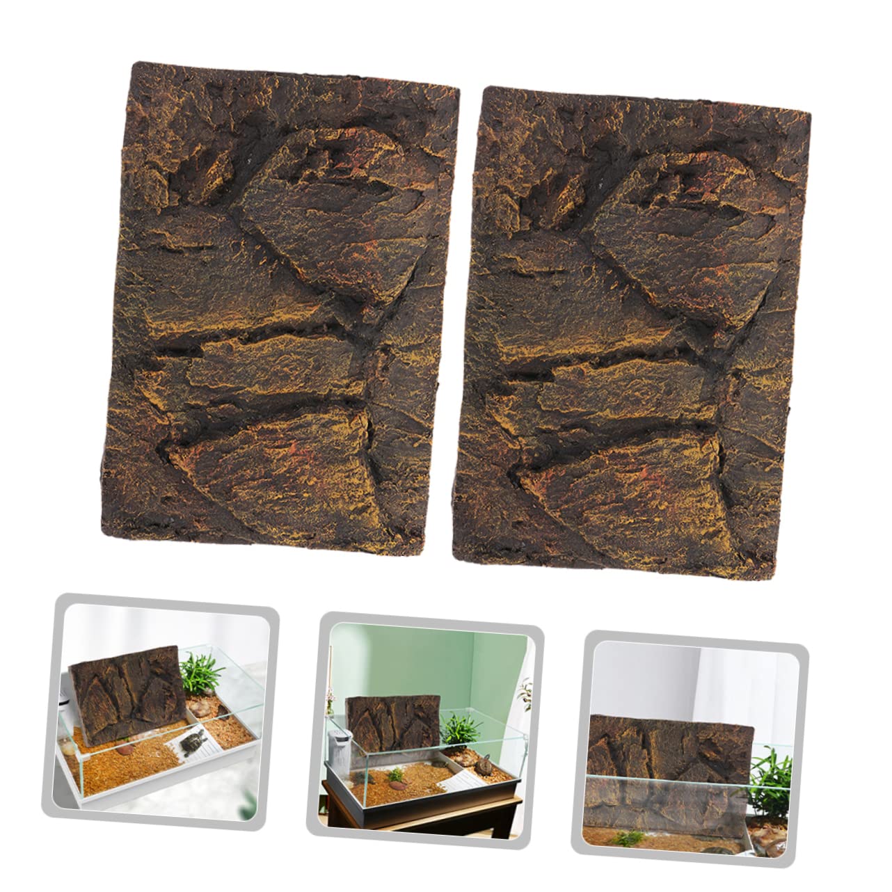 Hohopeti 2 Uds Reptil Caja Telón De Fondo Tortuga Tanque Decoración Corcho Corteza Reptil Azulejo Fondo 3D Terrario Pared Telón De Fondo Reptil Pared Tortuga Tanque Fondo Reptil Fondo