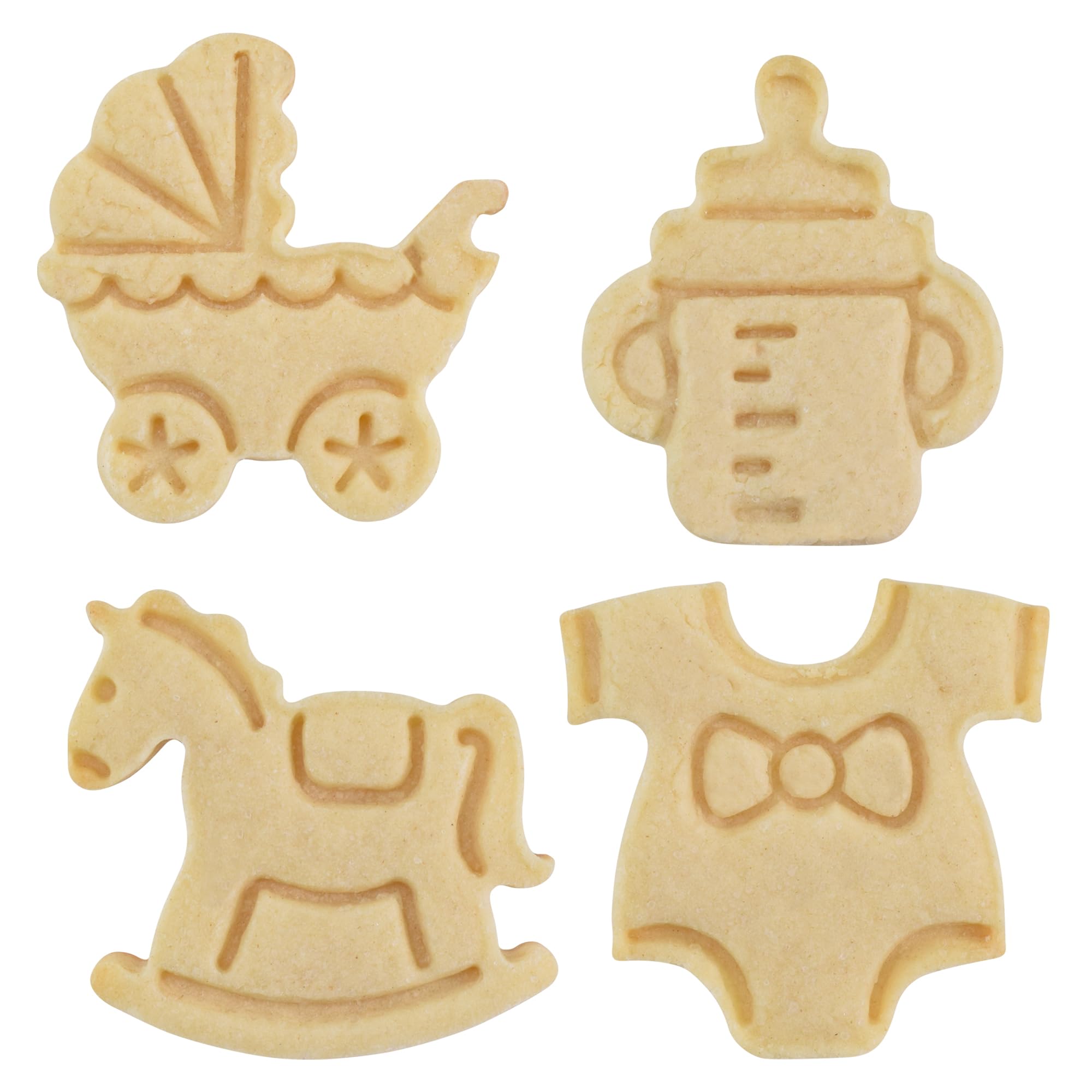 R & M International 470 - Sello para fondant, diseño de galletas, multicolor, hojalata, plata, Standard 2" (4-Piece Set)