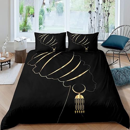 Feelyou Juego de funda de edredón étnico afroafricano para mujer, juego de cama tradicional exótica, funda de edredón tribal, 1 funda de edredón con