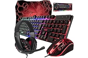 Gaming Keyboard and Mouse and Mousepad and Gaming Headset: The Ultimate 4-in-1...