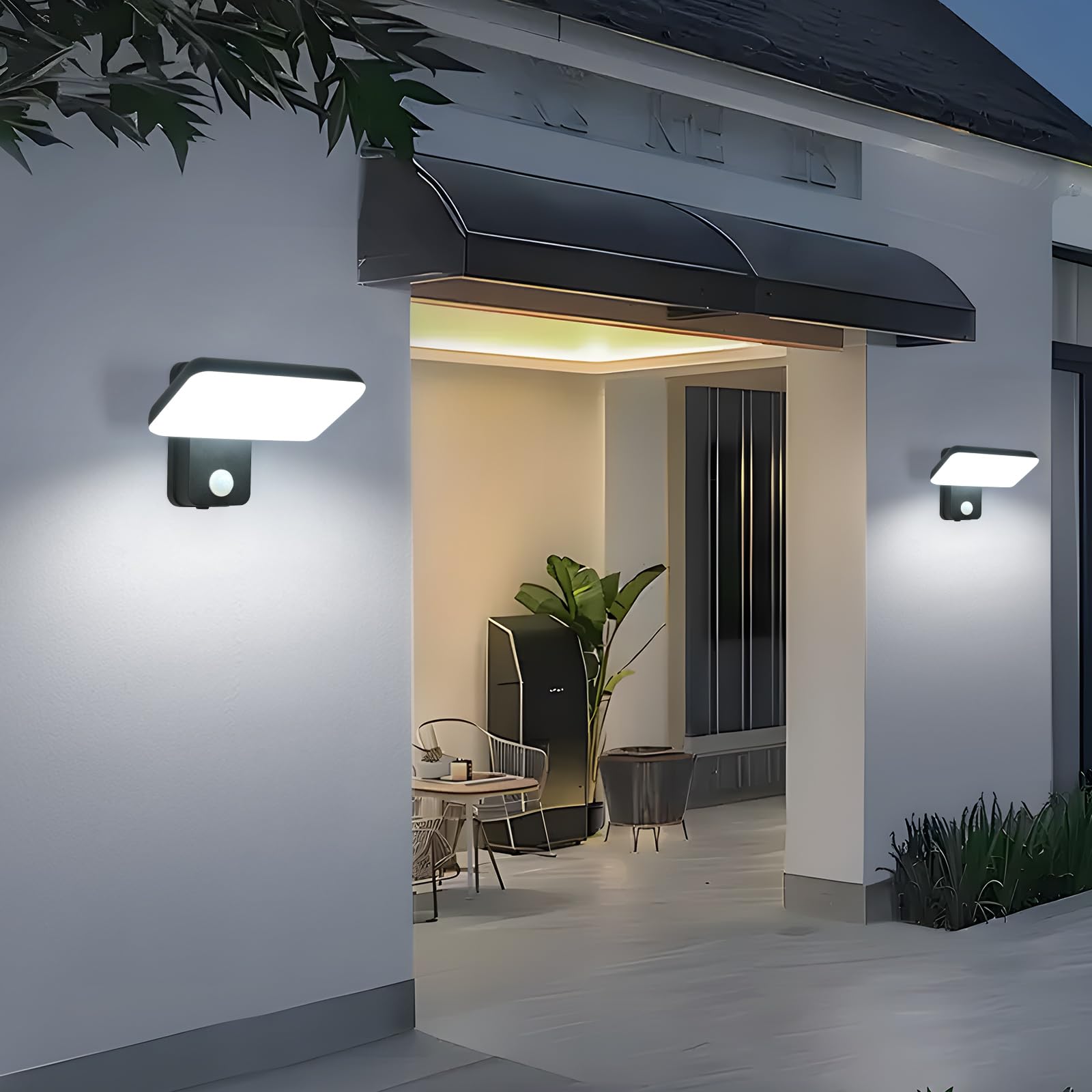 Osairous 16w Lampada Da Esterno Con Sensore Di Movimento, IP65 Lampade da esterno Led, Ruotabile Luce Con Sensore Di Movimento Da Interno, Luci Da Esterno a parete Per Giardino E Terrazza, Nero 6500k