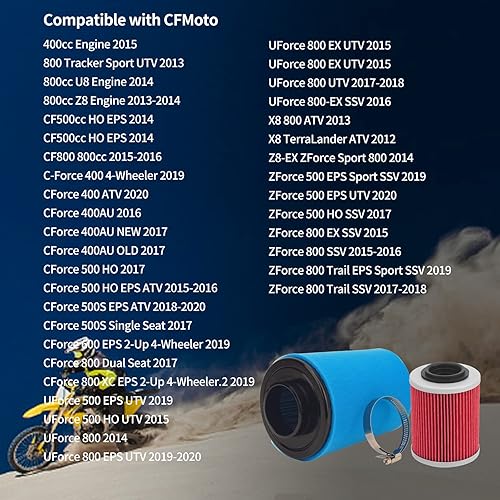 Miniatura 7 de Filtro de aire 0800-112000 Filtro de aceite 0800-011300 Reemplazo para CFMoto CForce 400 500 600 800 HO EPS 2016-2020 UForce 500 800 EX SSV