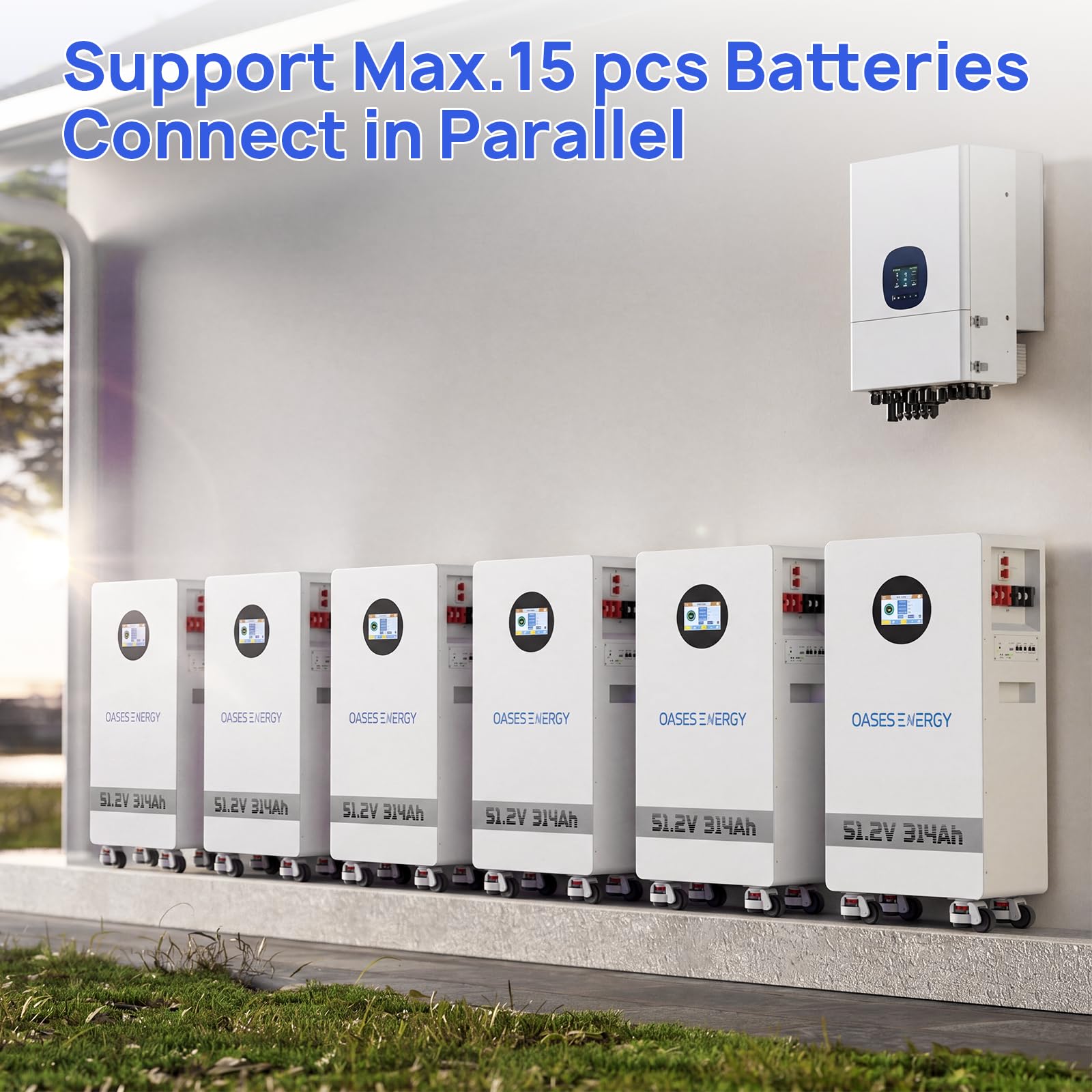 LiFePO4 Batteria 48V 314Ah, Batteria accumulo fotovoltaico 16KWH, Batteria al Litio con 200A BMS, WLAN/Bluetooth APP, display LCD, Accumulo di energia solare,fotovoltaico,off-grid