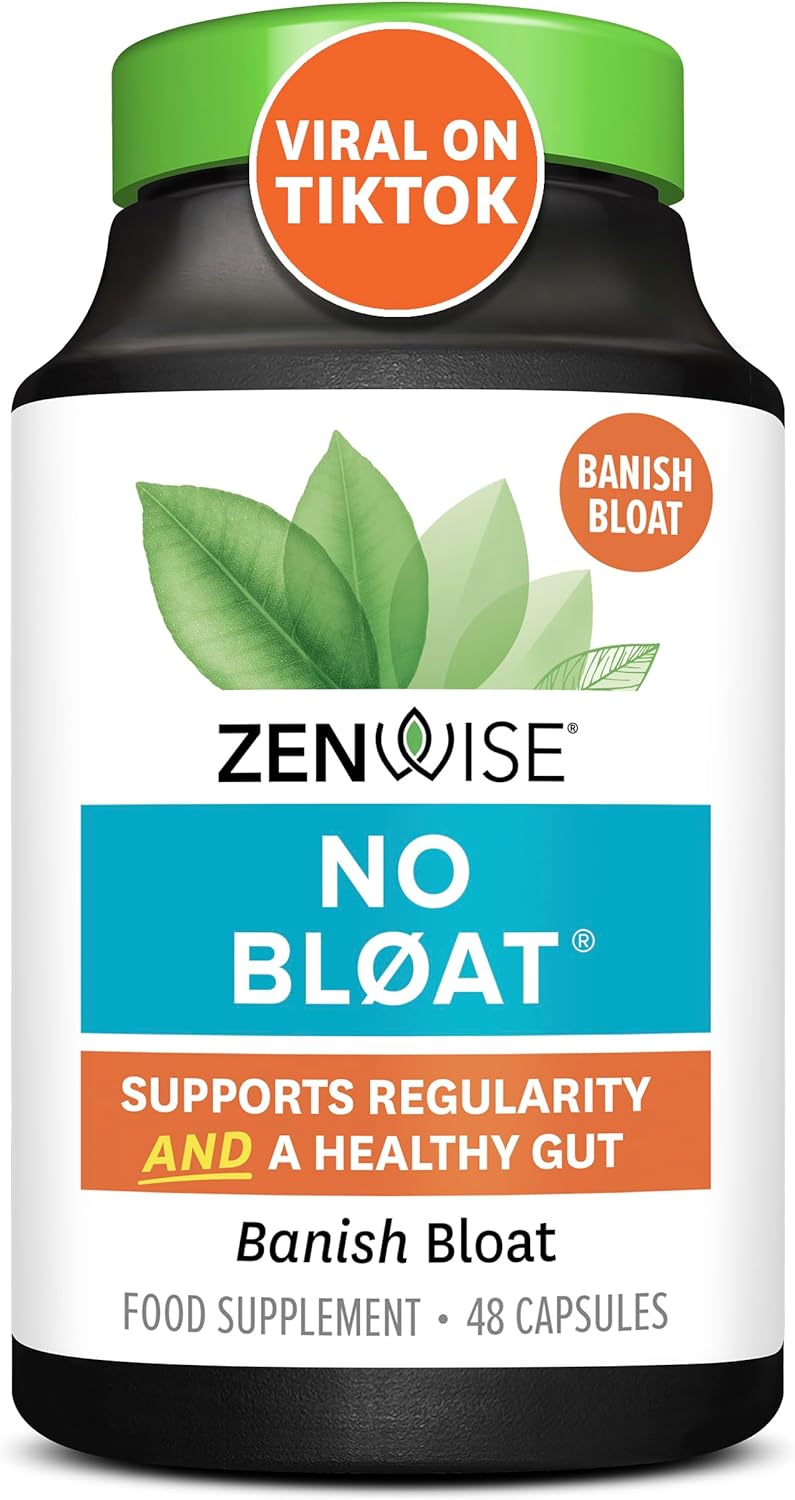 Zenwise Health No Bloat – Probiotics, Digestive Enzymes – Ginger, Dandelion, and Lactase to Improve Digestion (48 Count)
