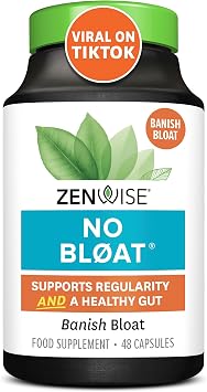 Zenwise Health No Bloat - Probiotics, Digestive Enzymes - Ginger, Dandelion, and Lactase to Improve Digestion 48 Count