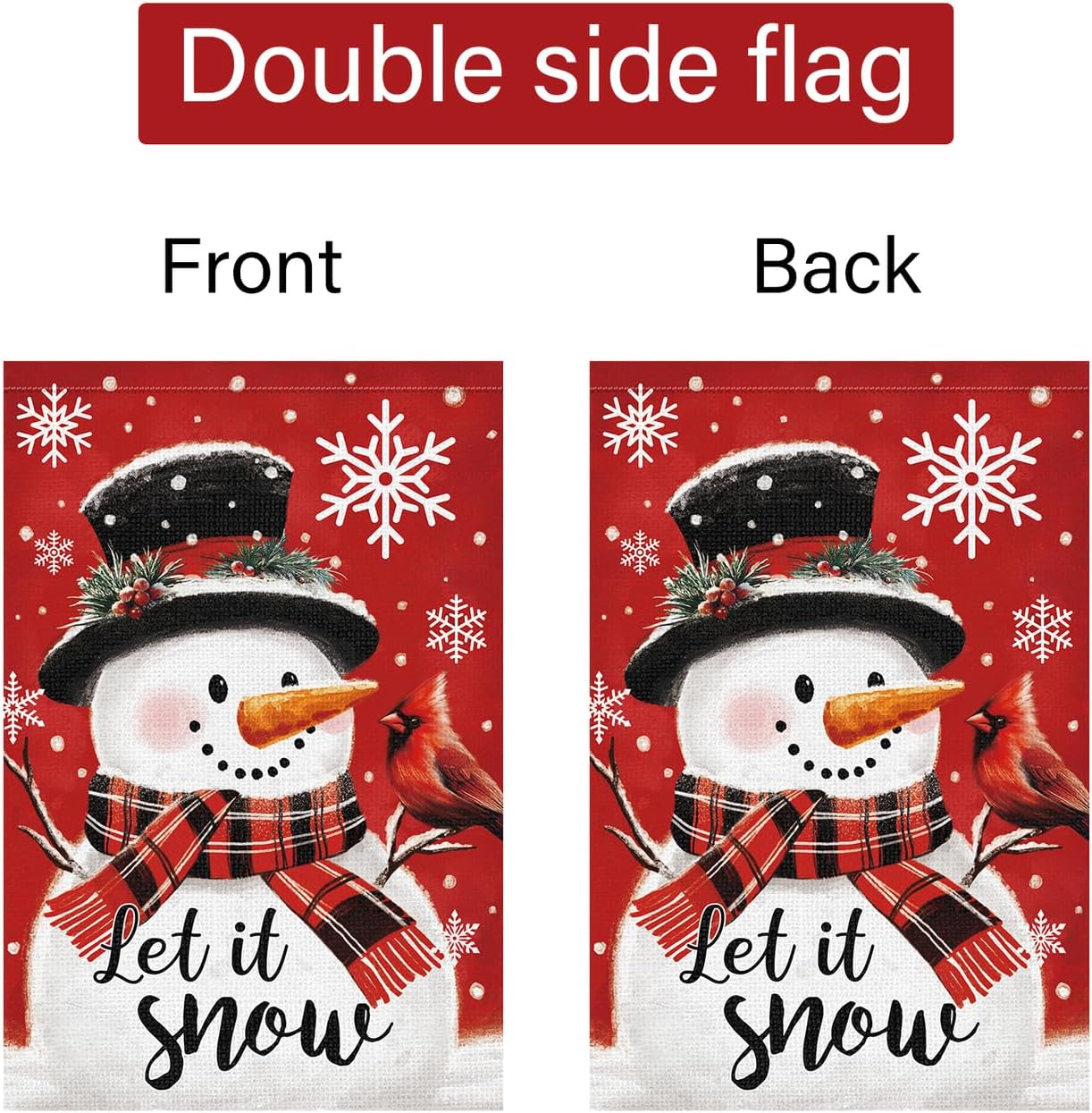 Louise Maelys Winter Welcome Garden Flag Snowman Let It Snow 12x18 Inch Double Sided Small Burlap Seasonal Holiday Yard Outdoor Outside House Decoration - Image 6