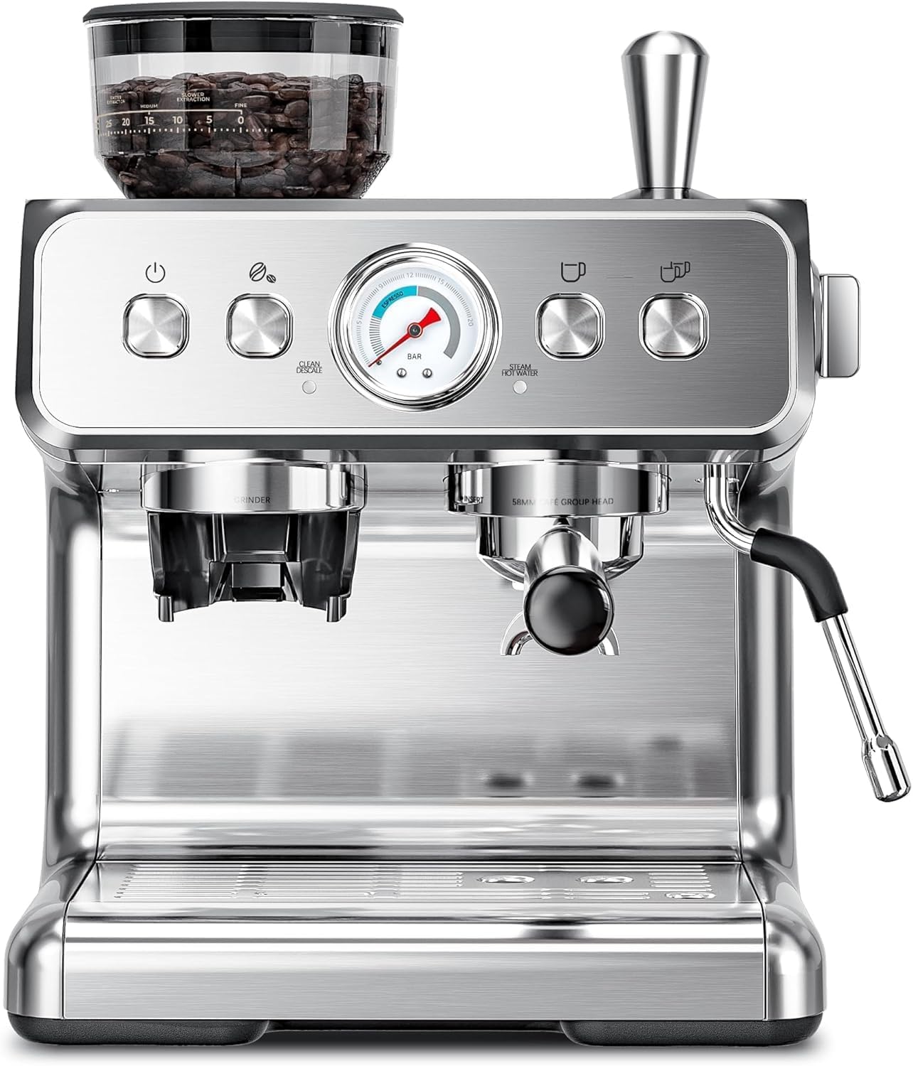 Kismile Espresso Machine with Grinder 20 Bar Expresso Coffee Machines Espresso Maker with 30 Grind Settings Milk Frother