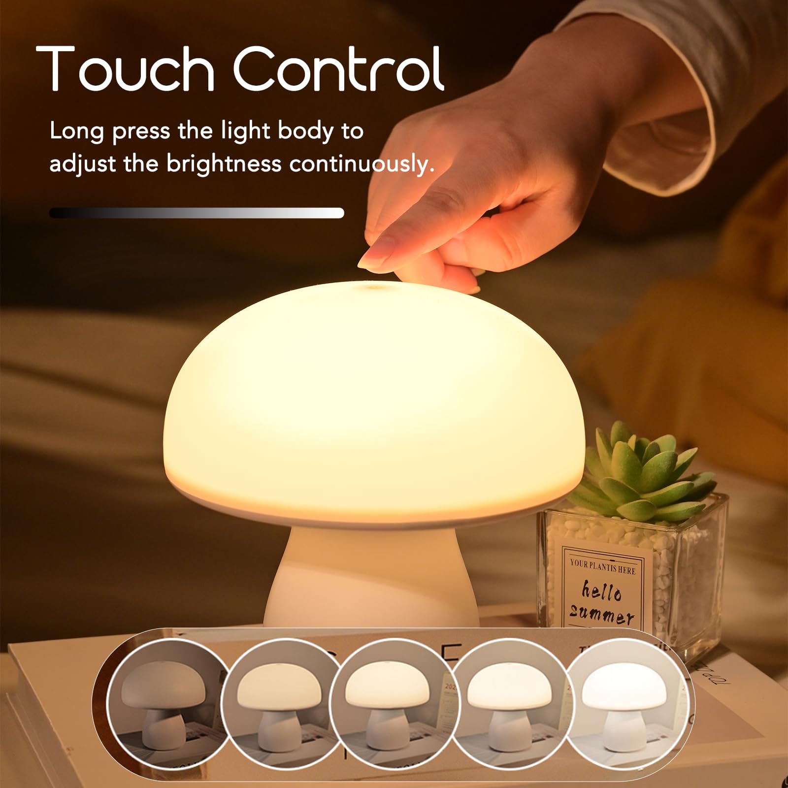 AVEKI Touch Bedside Lamp for Bedroom Mushroom Night Light with Time & Remote - Image 4