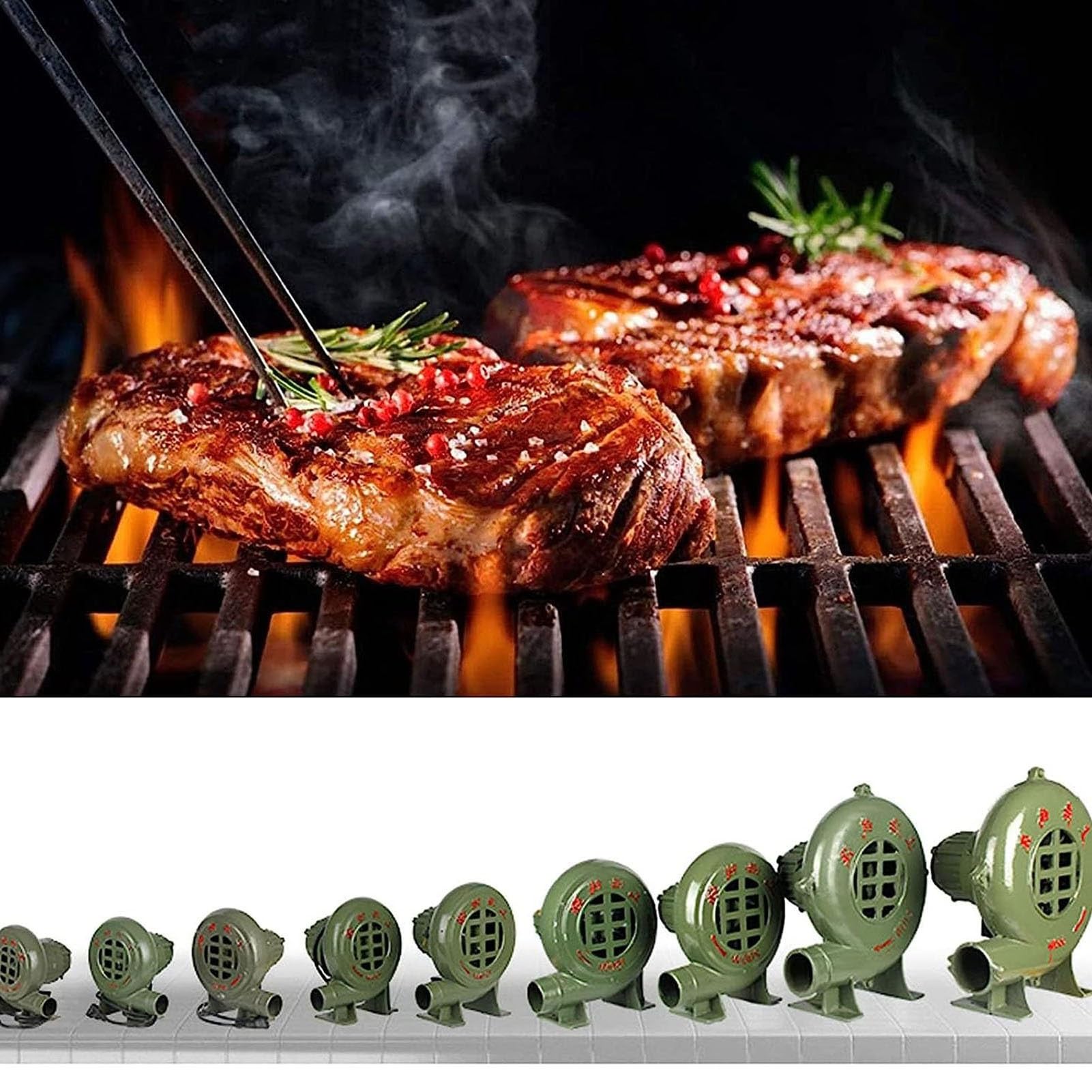 Hinchable Ventilador De Aire Eléctrico - 220V Soplador De Aire Eléctrico Centrífugo, BBQ Que Cocina El Ventilador Manual, Parrilla del Encendedor del Carbón De Fan, para Camping/Picnic(100W)