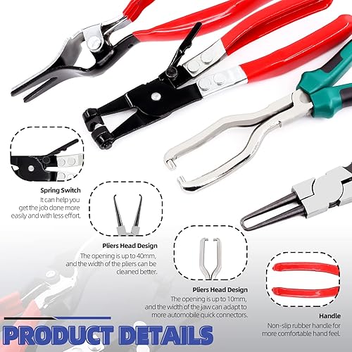 Miniatura 3 de Glarks El kit de 4 alicates de línea de combustible incluye pinzas de filtro de combustible de 9 pulgadas y clip de abrazadera de tubo de manguera