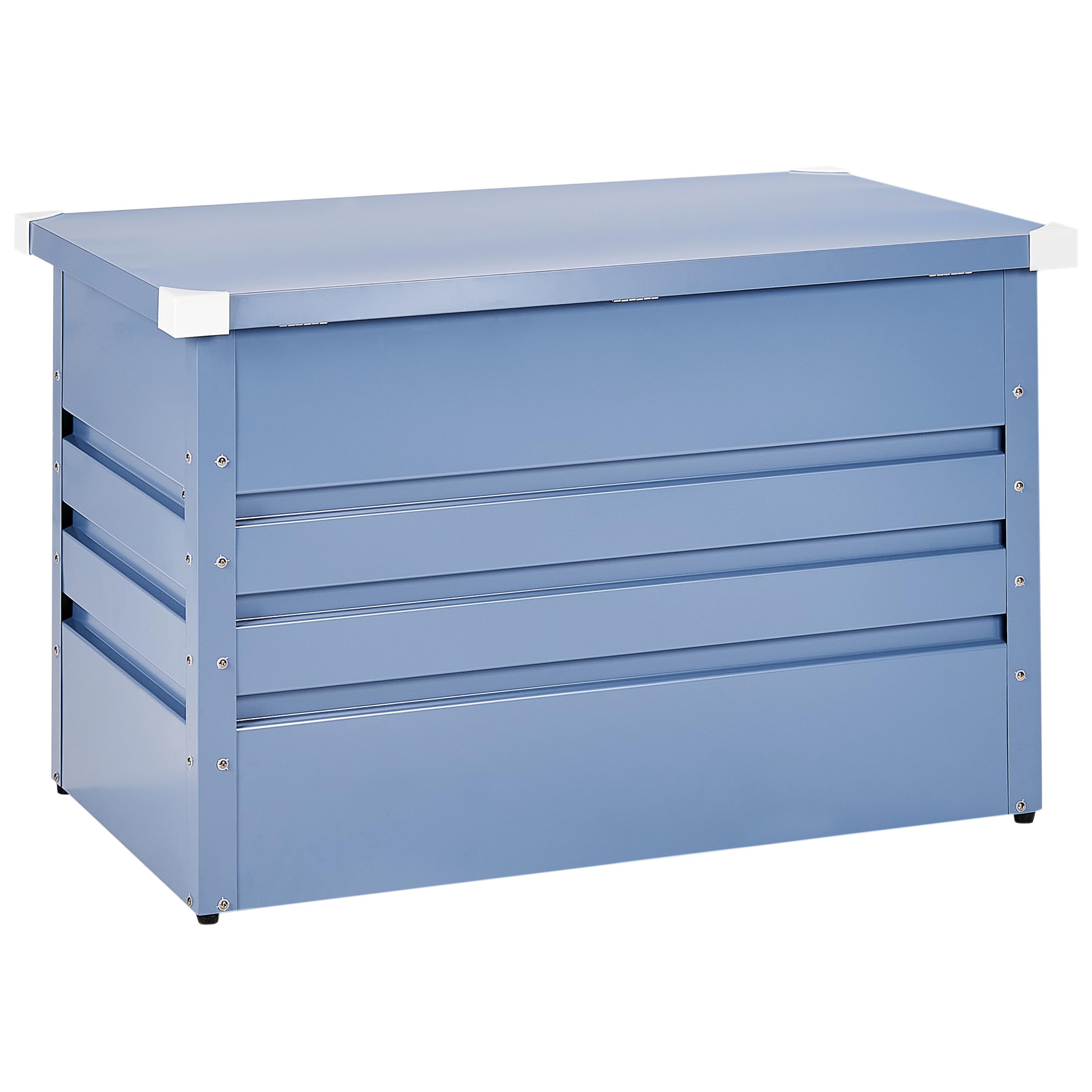 Beliani Metall-Gartentruhe 300 l blau Kissenbox Auflagenbox für die Terrasse wasserdicht Aufbewahrungsbox Gartenbox Cebrosa